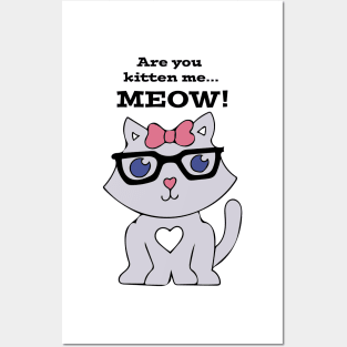 Sassy Cat with Glasses Posters and Art